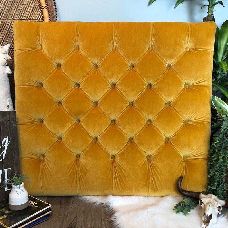 Dorm Room Twin Upholstered Headboard in Gold Velvet Diamond Etsy
