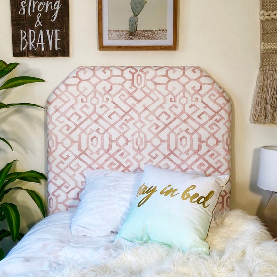 Dorm Room Twin Headboard Pink And White, How To Attach A Headboard Dorm Bed
