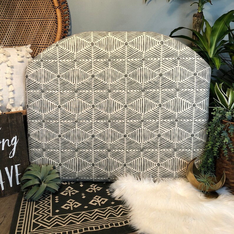 Dorm Room Twin Headboard Grey Vintage Bohemian Pattern Etsy