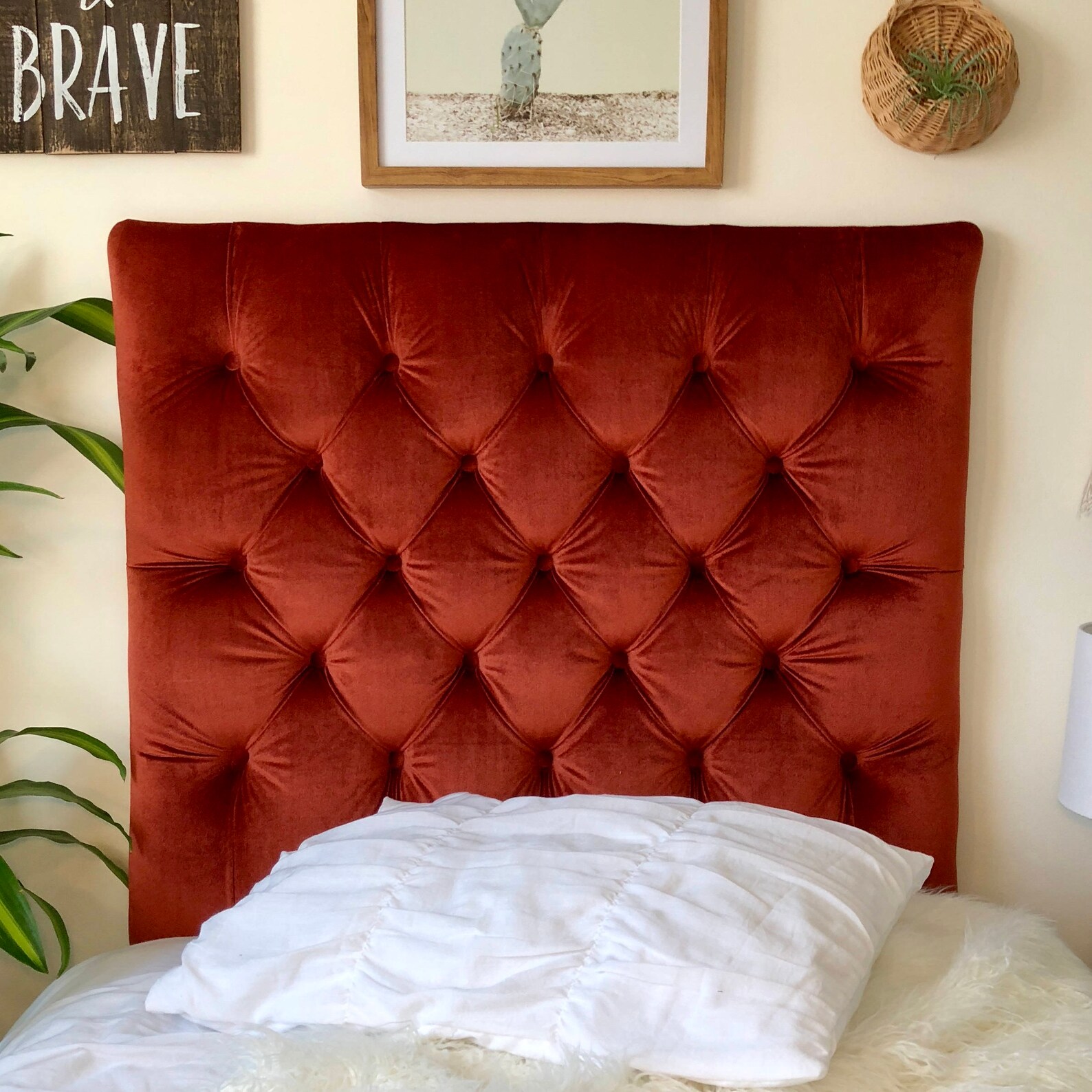 Dorm Room Twin Upholstered Headboard in Ruby Red Velvet Tufted Etsy