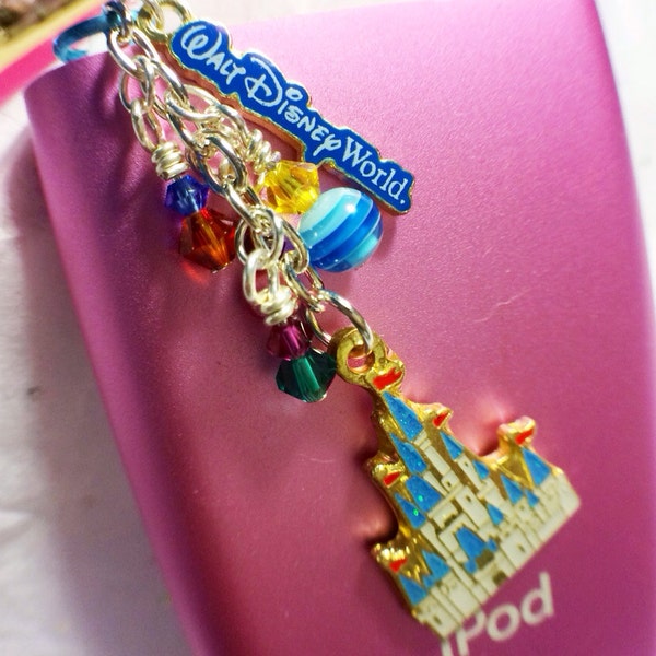 Disney World Castle cell phone charm, dust plug charm, stocking stuffer