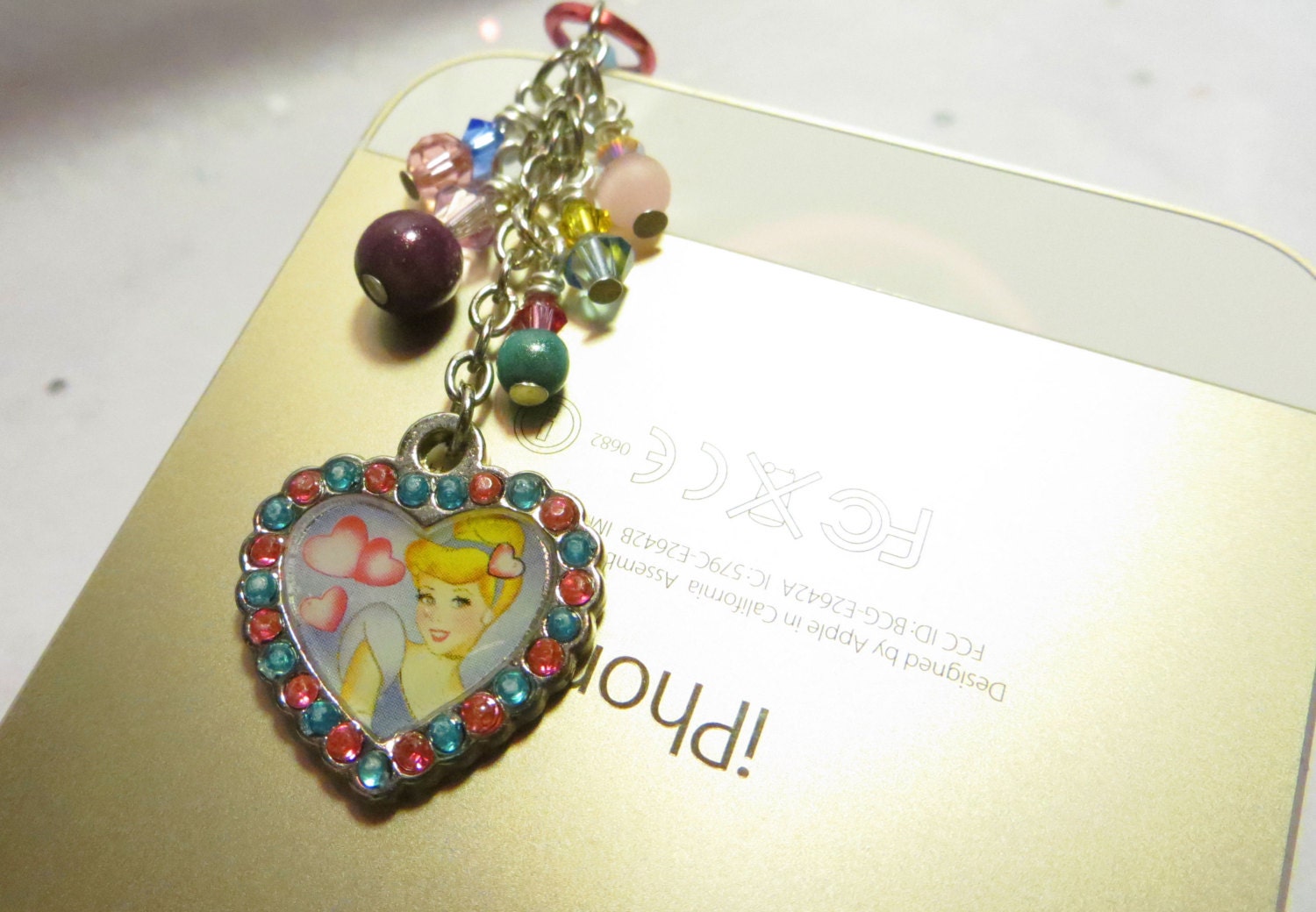 テックアクセサリー Cinderella's 75th Anniversary Phone Charm Cinderella Charm - Etsy