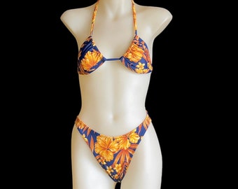 Floral Print High Leg Bikini Set