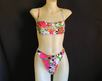 Flower Floral Print High Leg Bikini