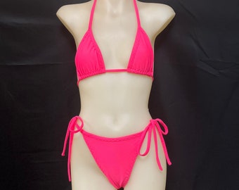 Bright Pink High Leg Cheeky Bikini Set