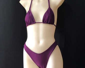 Purple High Cut Leg Bikini Set
