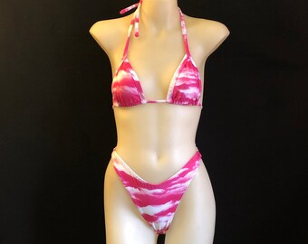 Cloudy Pink High Cut Cheeky Bikini Set