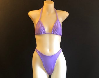 Lavender Purple High Leg Bikini Set