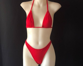 women's red bikini set