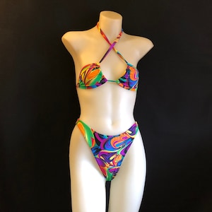 Vintage 80s Style High Cut Bikini Set
