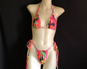 Pink Adjustable Cheeky Bikini Set