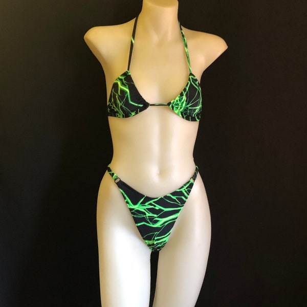 Electric Green High Cut Brazilian Bikini Set