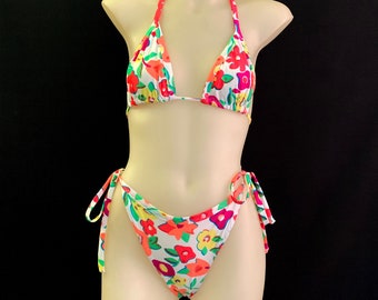 Vintage Floral Print High Waist Bikini