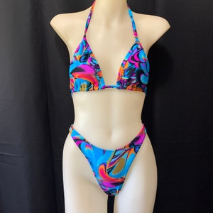Vintage 80s Style High Cut Bikini Set