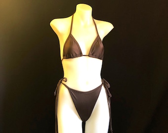 Chocolate Brown High Cut String Bikini Set