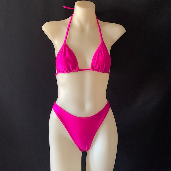 Hot Pink High Leg Bikini Set