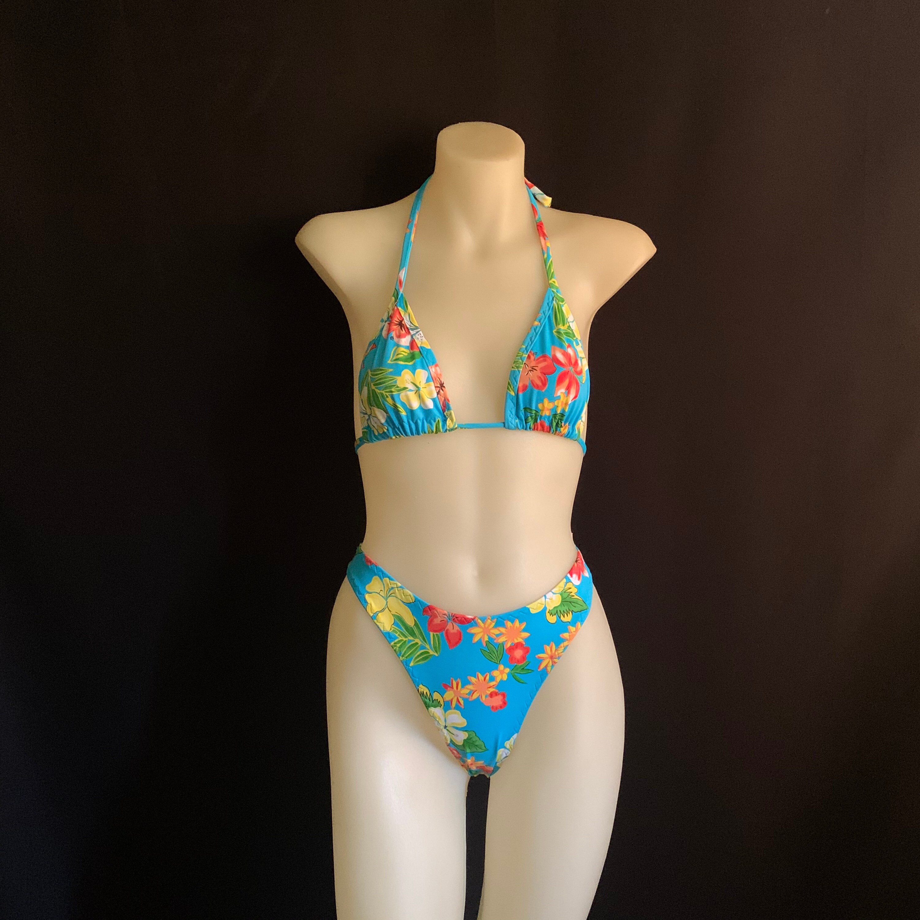 90's style  bikini Vintage 90s 00s Hawaiian Print High Leg Bikini - Etsy