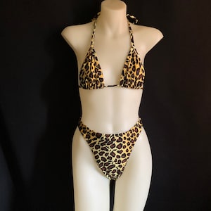 Animal Print High Leg Cheeky Bikini Set