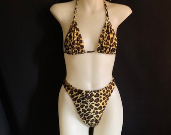 Animal Print High Leg Cheeky Bikini Set