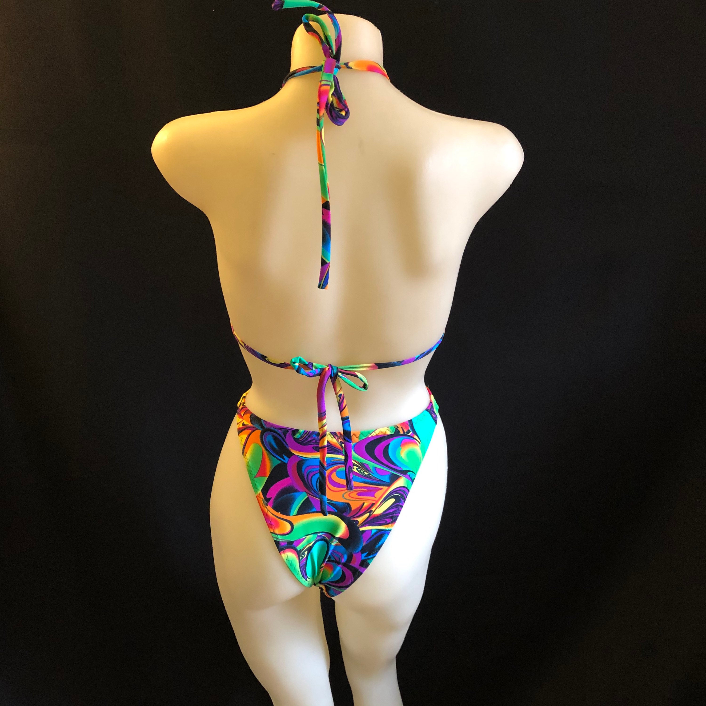 Vintage 80s Style High Cut Bikini Set