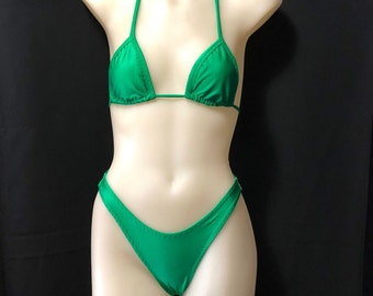 Green High Cut Leg Bikini Set