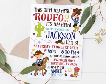 Printable This Ain't My First Rodeo Party Invitation | Cowboy | Rodeo Invitation | Kids Birthday | Kids Party | Western Invites
