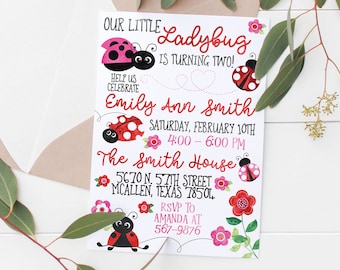 Printable Lady Bug Birthday Invitation | Lady Bug Party | Kids Birthday Invitation | Kids Ladybug party | ladybug invitation