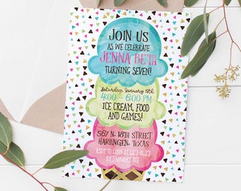 Printable Ice Cream & Sprinkles Party Invitation | Ice Cream Party | Kids Party | Kids Birthday Invitation