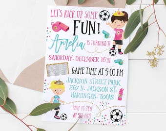 Printable Soccer Kids Birthday Invitation |Soccer | Girly Soccer Invitation | Girls Soccer Party | Girls Soccer