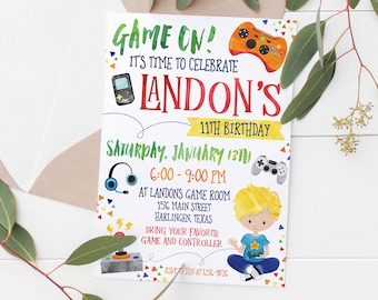 Printable Gamer Kids Birthday Invitation | Gamer | Game Party | Games Invitation | Game Boy | Video Games | Video Game Party