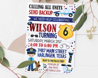 Printable Police Party Kids Birthday Invitation | Birthday Party | Kids | Invitation | Police Party | Birthday Party Invitation