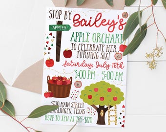 Printable Apple Orchard Party Invitation | Fall Party Invitation | Apple Birthday | Kids Birthday | Apple Party Invitation