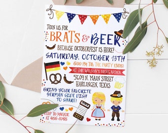 Utskrivbar inbjudan till Oktoberfestfest | Oktoberfest | Födelsedagsfest | Inbjudan till Brats & Beer-fest | Födelsedagsinbjudningar för vuxna | Inbjudningar