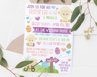 Printable Easter Egg Hunt Kids Birthday Invitation | Easter | Birthday Party | Kids | Invitation | Sports | Easter Egg Hunt Party