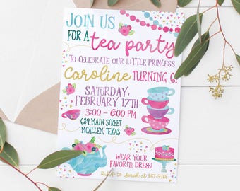 Kids Tea Party Invitation Etsy