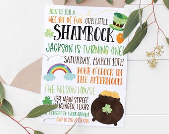 Printable Our Little Shamrock Invitation | St. Patricks Day Party | St. Patricks Day Birthday | Kids Birthday Invitation | Kids Party