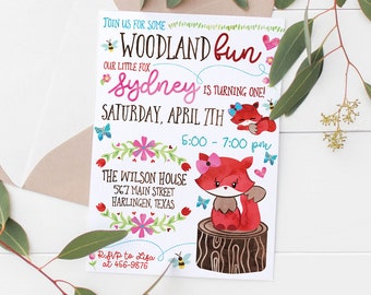 Printable Woodland Party Invitation | Woodland Kid's Birthday Party | Woodland themed party | Kids birthday Invitation | Fox Party