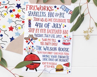 Printable 4th of July Party Invitation | July 4th | BBQ Invitation | 4th of July Birthday Invitation