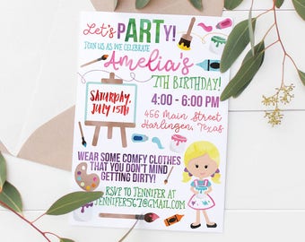 Printable Let's pARTy Birthday Party Invitation | Kids Birthday Invitation | Paint Birthday Invitation | Art | Paint Party | Invitation