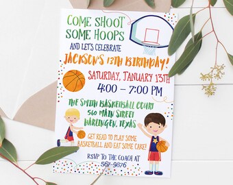 Printable Basketball Kids Birthday Invitation | Basketball | Boys Basketball Invitation | Basketball Sports Party