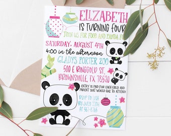 Printable Panda Fun party invitation | Panda invitation | panda party | panda fun birthday invitation | kids panda party | kids birthday