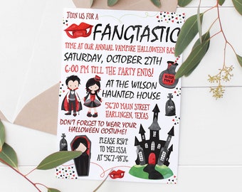 Printable Vampire Party Invitation | Birthday Invitation | Kids Invitation | Halloween Invitations | Kids Halloween Invites