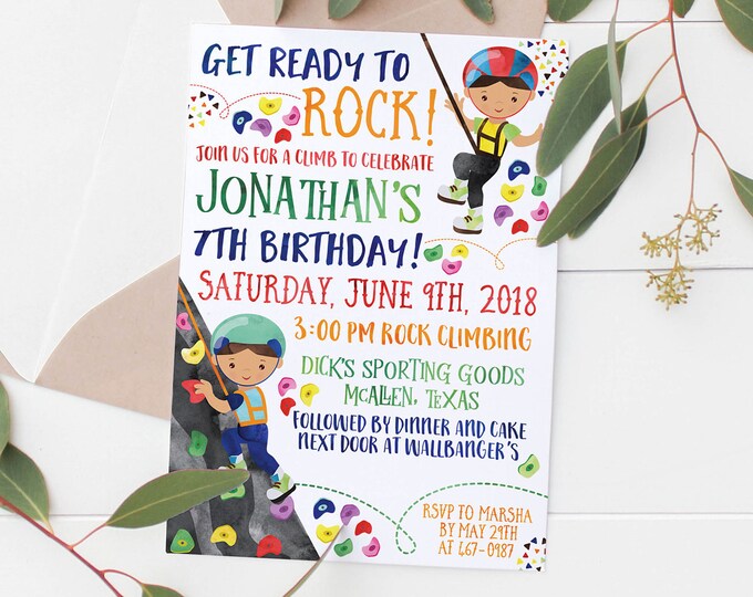 Printable Rock Climbing Party Invitation Rock Climbing Party Rock ...