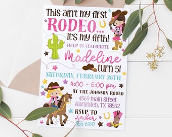 Printable This Ain't My First Rodeo Party Invitation | Cowgirl | Rodeo Invitation | Kids Birthday | Kids Party | Western Invites
