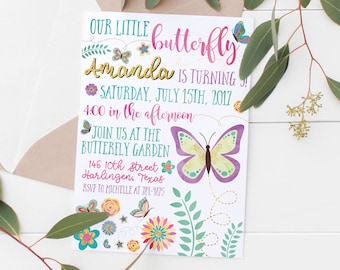 Printable Butterfly Garden Birthday Invitation | Butterfly Birthday | Butterfly Invitation
