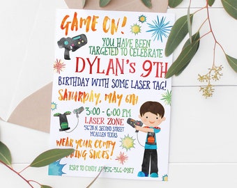 Printable Laser Tag Birthday Party Invitation | Laser Tag Party | Party Invitation