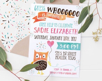 Printable Owl Kids Birthday Invitation
