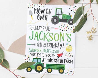 Printable Tractor Kids Birthday Party Invitation | Tractor Party | Farm Party | Party Invitations
