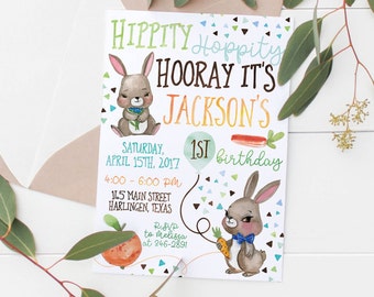 Printable Peter Rabbit Kids Easter Birthday Invitation