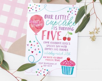 Printable Our Little Cupcake Kids Birthday Invitation